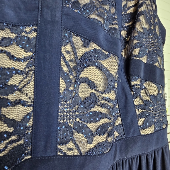 R&M Richards Women's Navy and Taupe Maxi Length Dress Gown Size 18W - Picture 7 of 11